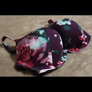 Lane Bryant Cacique Purple Floral Plunge Bra